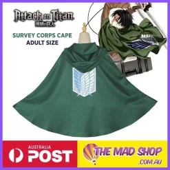 Attack On Titan Survey Corps Green Scouting Cosplay Cloak Cape ADULT SIZE