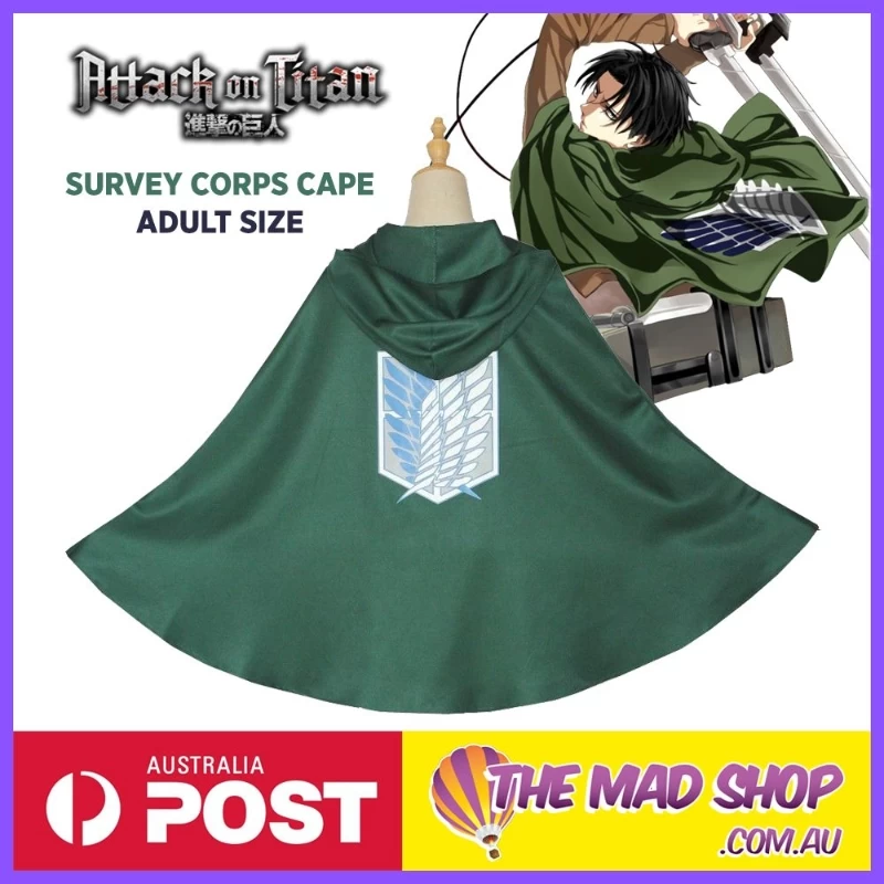 Attack On Titan Survey Corps Green Scouting Cosplay Cloak Cape ADULT SIZE 1 Attack On Titan Survey Corps Green Scouting Cosplay Cloak Cape ADULT SIZE