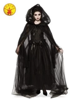 Black Hooded Witch Cape Adult Holloween Cosstume
