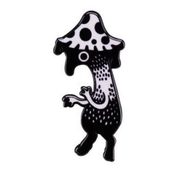 Black Mushroom Elf Enamel Pin