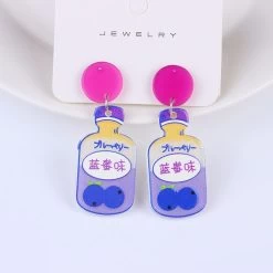 Blueberry Juice Bottle Earrings