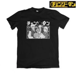 Chainsaw Man Anime 2D Design Black T-Shirt