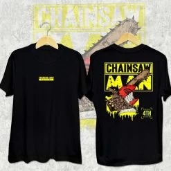 Chainsaw Man Anime 3D Design Black T-Shirt