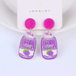 Grapes Bottle Purple Earrings