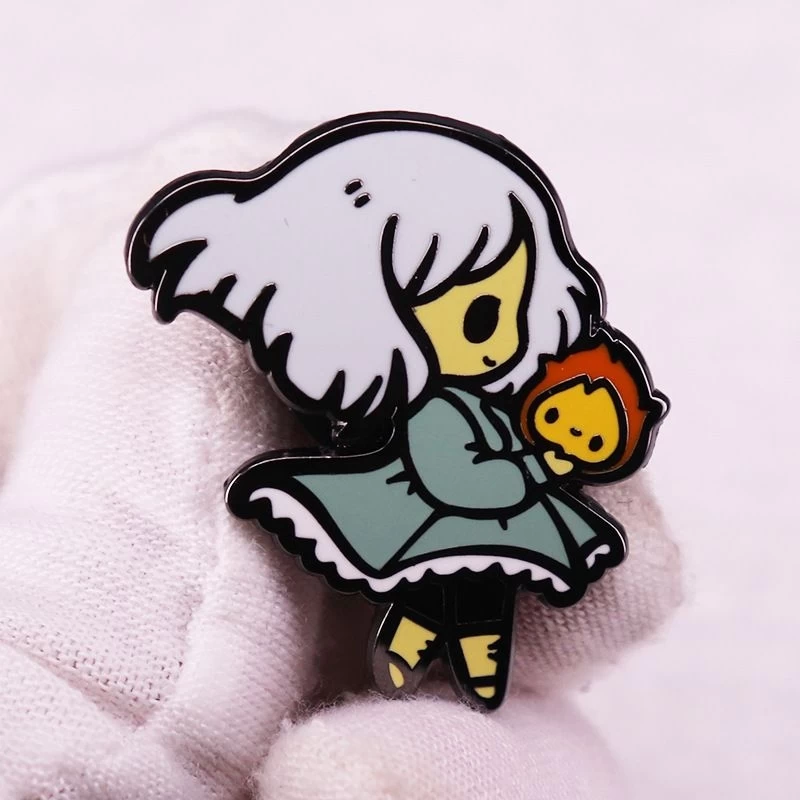 Howls Moving Castle Sophie And Calcifer Enamel Pin 2 Howls Moving Castle Sophie And Calcifer Enamel Pin - Image 2