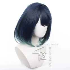 Oshi No Ko Kurokawa Akane Cosplay Wig Short Dark Blue With Green Hair -Anime Haven Shop image 12012473 12008848 800