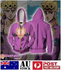 Jojos Bizarre Adventure GIorno GIovanna Zip Up Hoodie