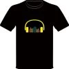 Music Lover T-shirt Headphone LED Light - Black