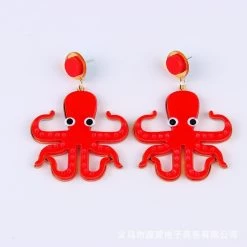 Octopus Red Earrings