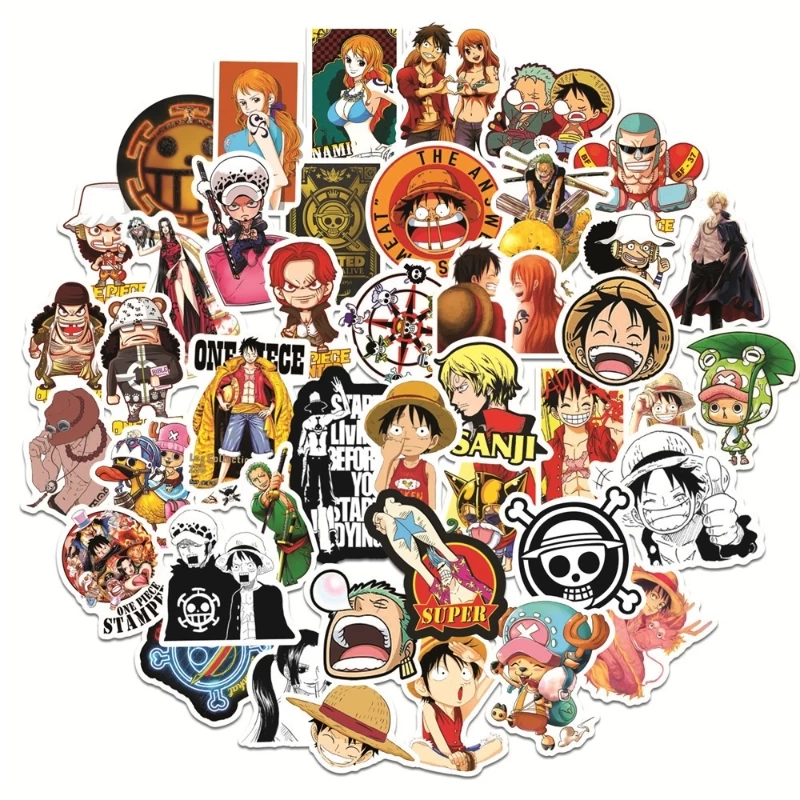One Piece Anime Straw Hat Waterproof Sticker Pack 50pcs 1 One Piece Anime Straw Hat Waterproof Sticker Pack 50pcs
