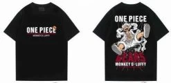 One Piece Luffy Gear 5 Black Tshirt Adult