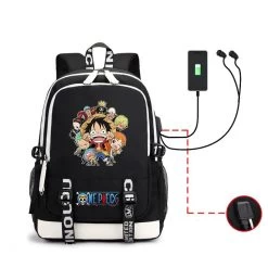 One Piece Straw Hat Crew Design Black Backpack