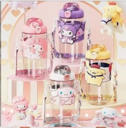 Sanrio Water Bottle With Straw & Strap 650ML