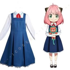 Spy X Family Anya Forger Blue Dress Kids Cosplay Costume
