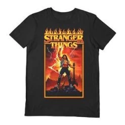Stranger Things T-Shirt Eddie Munson On Flame - Black