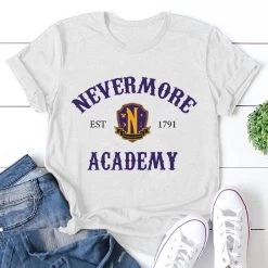 Wednesday Addams Nevermore Academy White Tshirt
